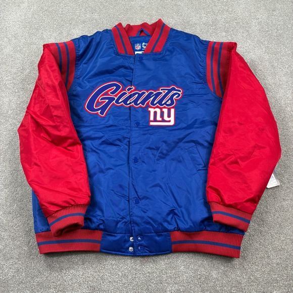 NFL New York Giants Ultra Game Satin Jacket Full Snap Blue Red Mens M - Picture 1 of 11